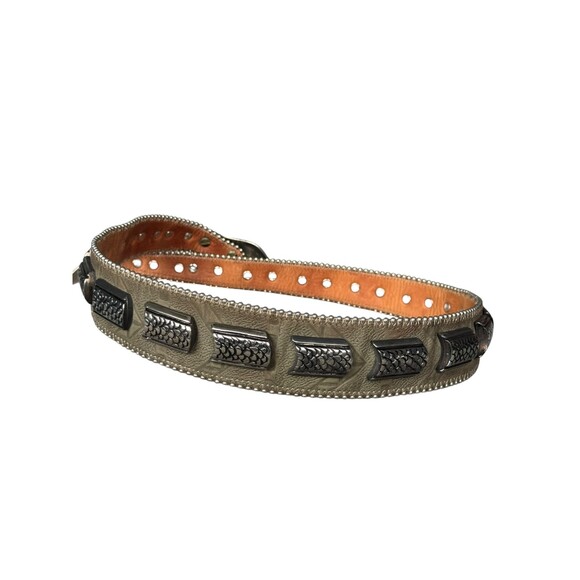 Vintage Leather Streets Ahead Viper Belt Black Italian Rockabilly Silver Snake S main image 11